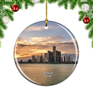 America USA Detroit Michigan Christmas Ornament