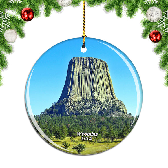 America USA Devils Tower Wyoming Christmas Ornament