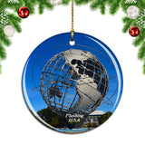 America USA Globe Flushing Christmas Ornament