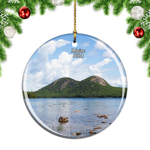 America USA Jordan Pond Maine Christmas Ornament