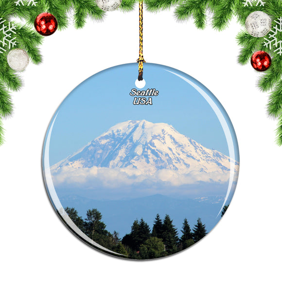 America USA Mount Rainier Seattle Christmas Ornament