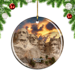 America USA Mount Rushmore Washington Christmas Ornament