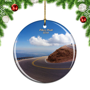 America USA Pikes Peak Highway Christmas Ornament