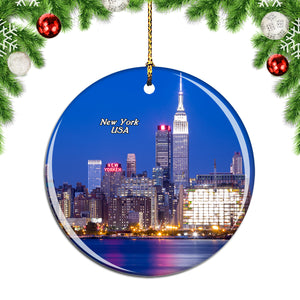 America USA Skyline New York Christmas Ornament