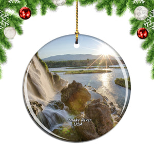 America USA Snake River Waterfall Christmas Ornament