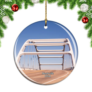 America USA Suspension Bridge Nashville Christmas Ornament