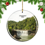 America USA Usa America Kentucky Waterfall Cumberland Christmas Ornament