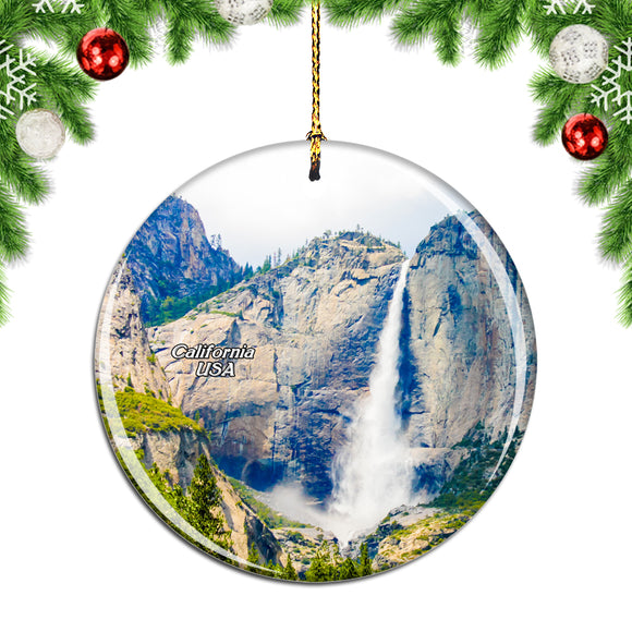 America USA Yosemite Falls California Christmas Ornament