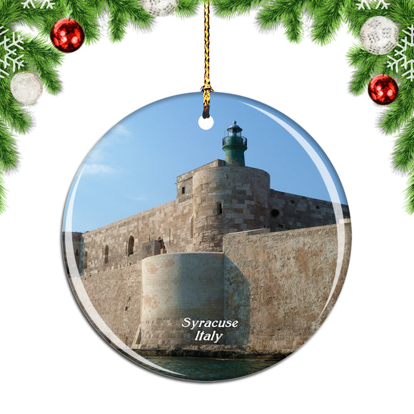 Castle Syracuse Italy Christmas Ornament