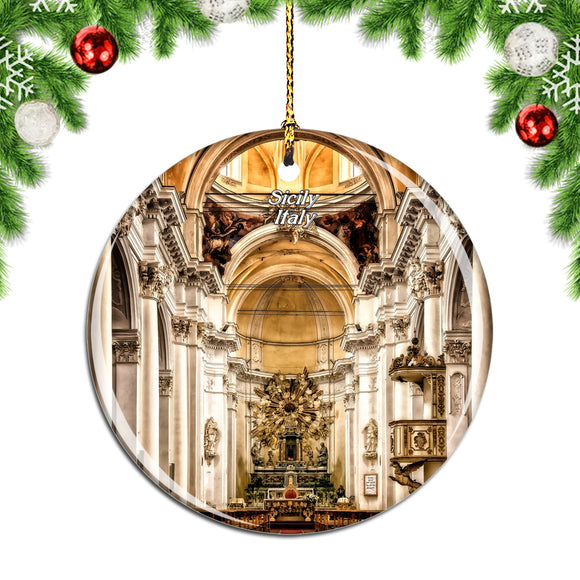 Cathedral Sicily Italy Christmas Ornament