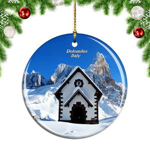 Dolomites Church Italy Christmas Ornament