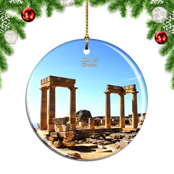 Greece Acropolis of Lindos Rhodes Christmas Ornament