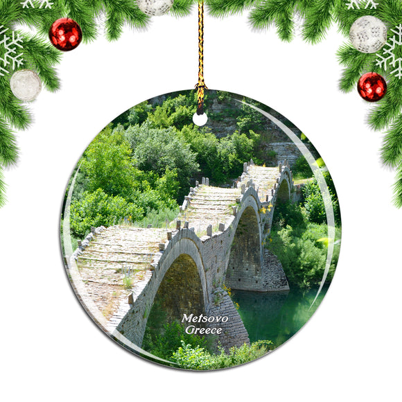 Greece Bridge Metsovo Christmas Ornament