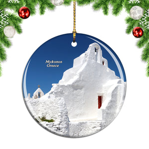 Greece Chapel Mykonos Christmas Ornament