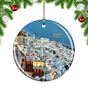 Greece Fira Santorini Christmas Ornament