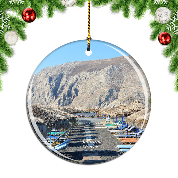 Greece Kamari Beach Santorini Christmas Ornament