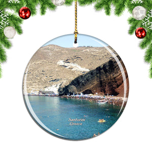 Greece Kokkini Beach Santorini Christmas Ornament