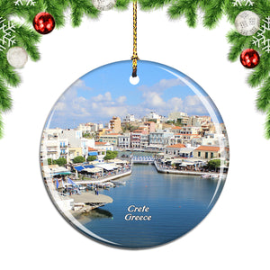 Greece Lake Voulismeni Agios Nikolaos Crete Christmas Ornament