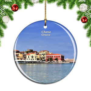 Greece Old Venetian Harbour Chania Crete Christmas Ornament