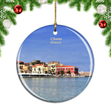 Greece Old Venetian Harbour Chania Crete Christmas Ornament