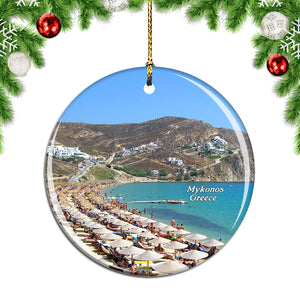 Greece Platis Gialos Beach Mykonos Christmas Ornament