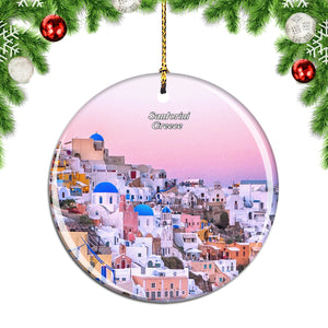 Greece Santorini Christmas Ornament