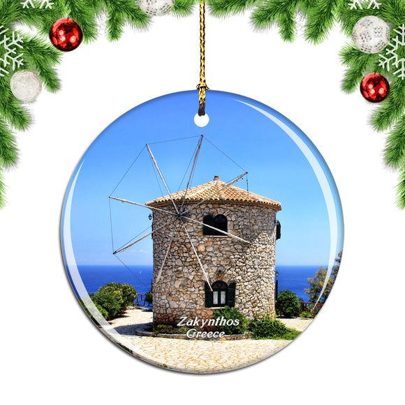 Greece Zakynthos Windmill Christmas Ornament