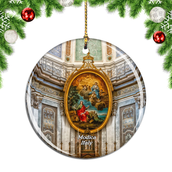 Sicily Cathedral Modica Italy Christmas Ornament