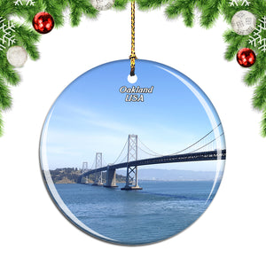 USA America Bay Bridge Oakland Christmas Ornament