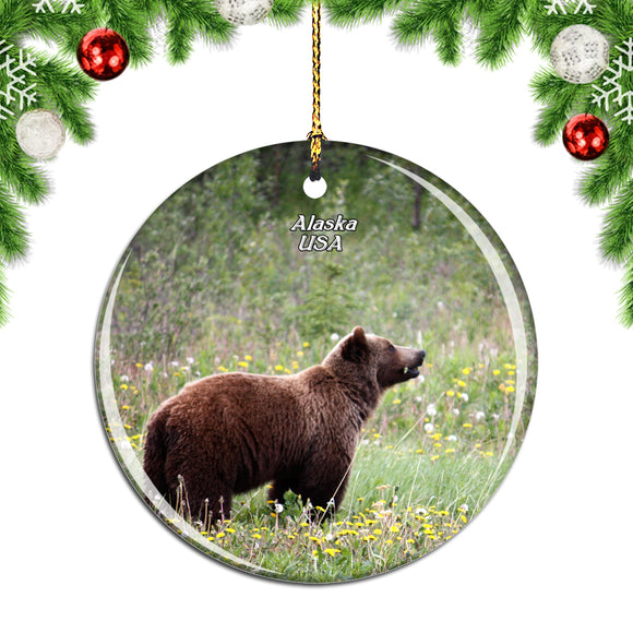 USA America Grizzly Alaska Christmas Ornament