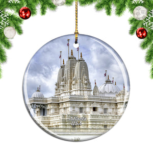 USA America indu Temple Atlanta Christmas Ornament