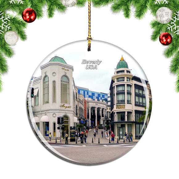 USA America Rodeo Drive Beverly Christmas Ornament