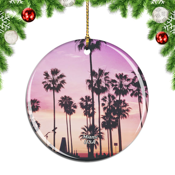 USA America Tropical Beach Miami Christmas Ornament