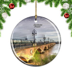 France Bordeaux Tram Bridge Christmas Ornament