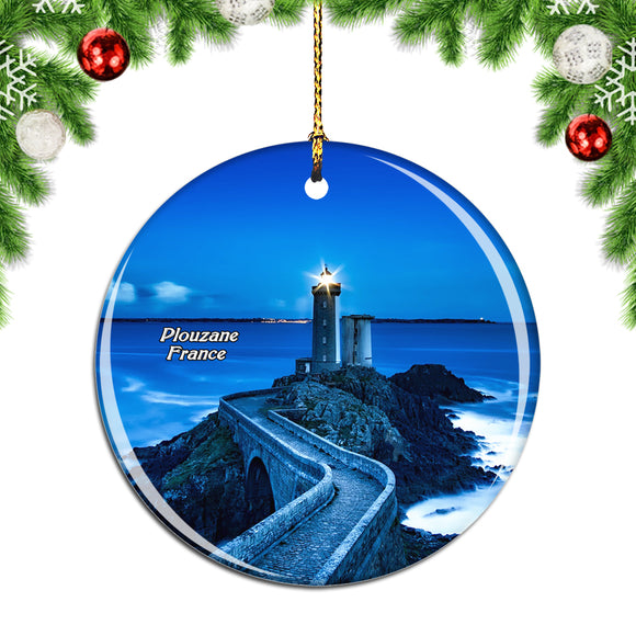 France Plouzane Lighthouse France Christmas Ornament