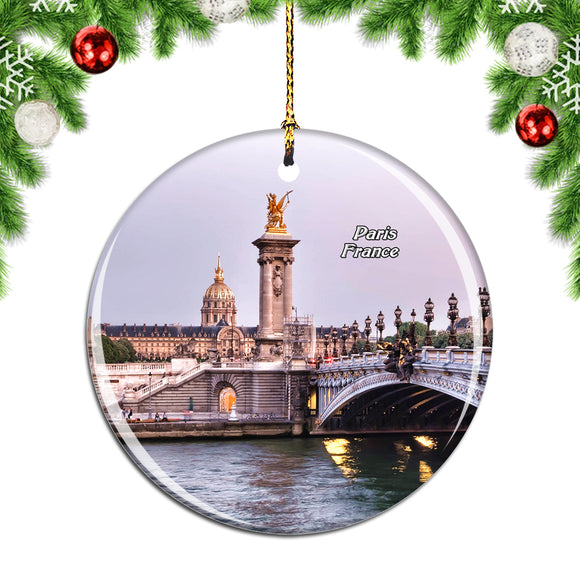 France Seine River Bridge Paris Christmas Ornament