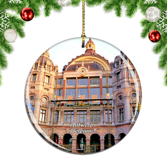 Belgium Antwerp Central Station Christmas Ornament