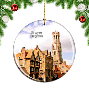 Belgium Belfort Bruges Christmas Ornament