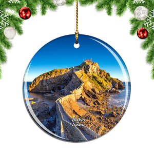 Spain Gaztelugatxe Basque Country Bakio Christmas Ornament