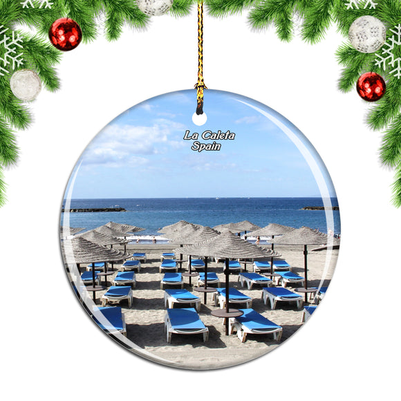 Spain La Caleta Beach Christmas Ornament