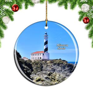 Spain Lighthouse Cape Favaritx Minorca Christmas Ornament