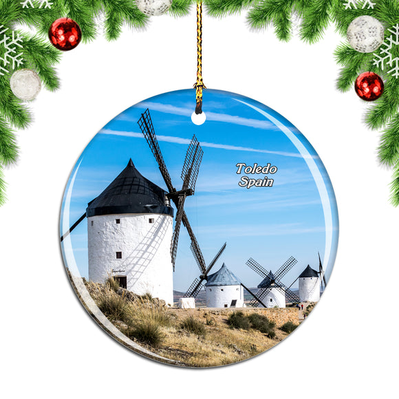 Spain Windmills Consuegra Toledo Spain Christmas Ornament