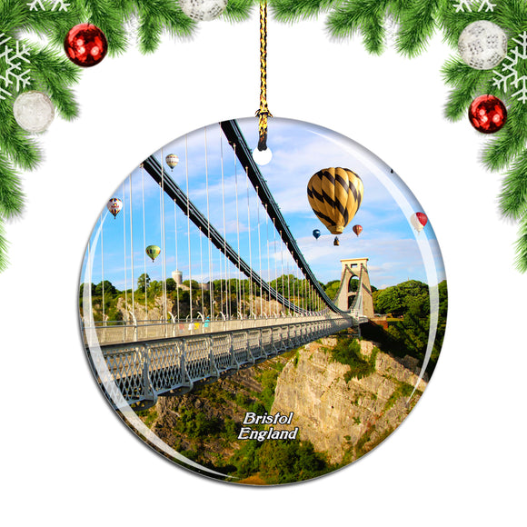 UK England Balloon Clifton Suspension Bridge Bristol Christmas Ornament