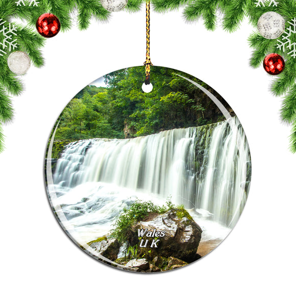 UK England Waterfall Wales Christmas Ornament