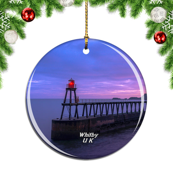 UK England Whitby East Pier Christmas Ornament