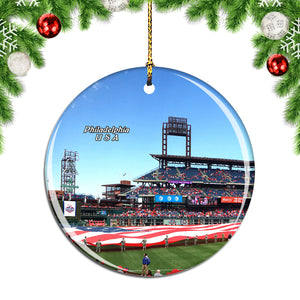 USA America Baseball Phillies Philadelphia Christmas Ornament