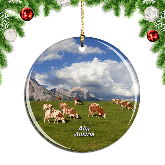 Austria Alm Pasture Cow Christmas Ornament