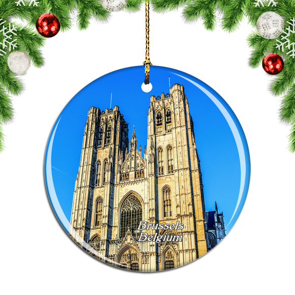 Belgium St. Michael and St. Gudula Cathedral Brussels Christmas Ornament