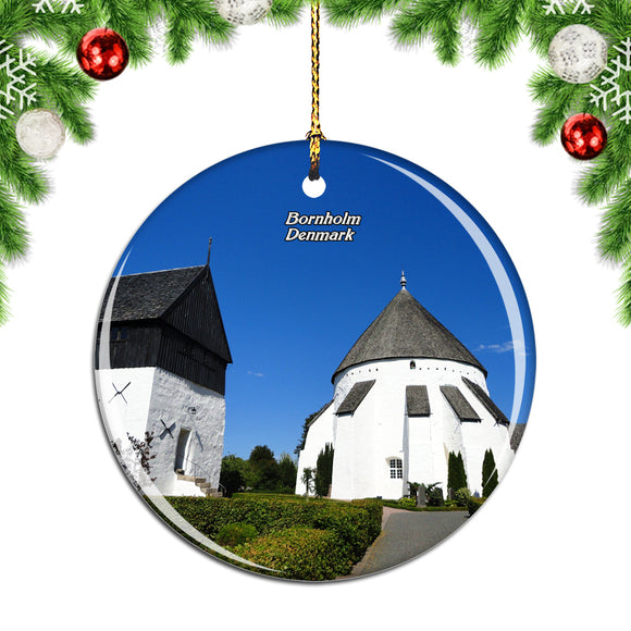 Denmark The Round Church Bornholm Christmas Ornament