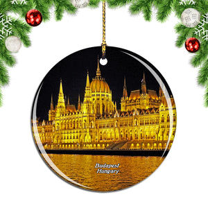 Hungary Budapest Night Christmas Ornament